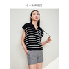 西嘉C+IMPRESS/西嘉百搭廓形polo领撞色条纹羊毛混纺飞飞袖女士针织衫MY2401107 商品缩略图1