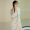 绽放293朵/复古花卉设计感扭结田园感竖条纹中袖开襟外搭连衣裙 商品缩略图2