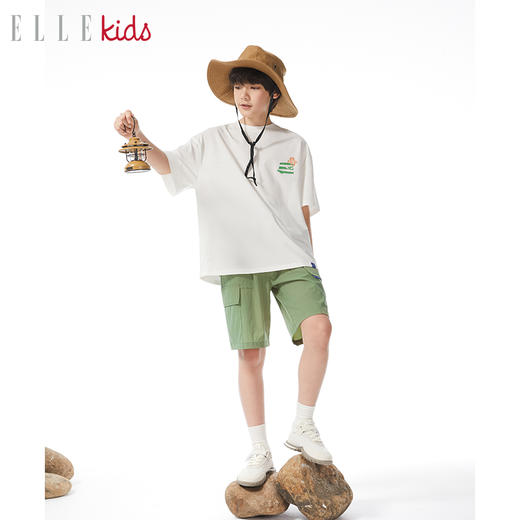 ELLEKIDS 童装 凉感户外吸湿速干工装风休闲运动全要松紧短裤 商品图1