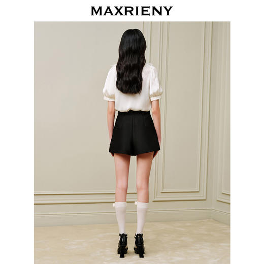 MAXRIENY法式复古浪漫氛围感雪纺衫23泡泡袖设计感上衣(货号:MC88TP098) 商品图3