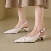 【预售5天】时尚编织羊油皮尖头浅口，气质后空细中低跟单凉鞋MBJR&807 商品缩略图2