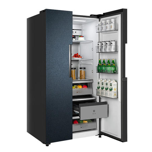 美的（Midea）603升对开门冰箱 微晶一周鲜19分钟急速净味高保湿风冷家用冰箱 BCD-603WKGPZM 深空蓝-星墨 商品图6