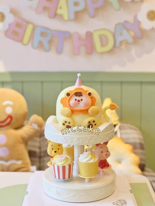 转转机|5寸加高狮子+小熊维尼玩具纸杯上下层转转机 商品图0