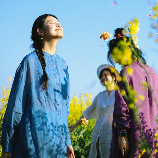 绽放295朵/100支高密苎麻开衫轻薄透气吸湿松弛飘逸长款防晒衬衫 商品图0