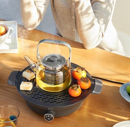 杞冠臻选 | 摩飞 围炉煮茶器 电陶炉 烧烤网配玻璃茶壶650ml深空灰 morphy richards MR6083 英伦创意家电 商品图1