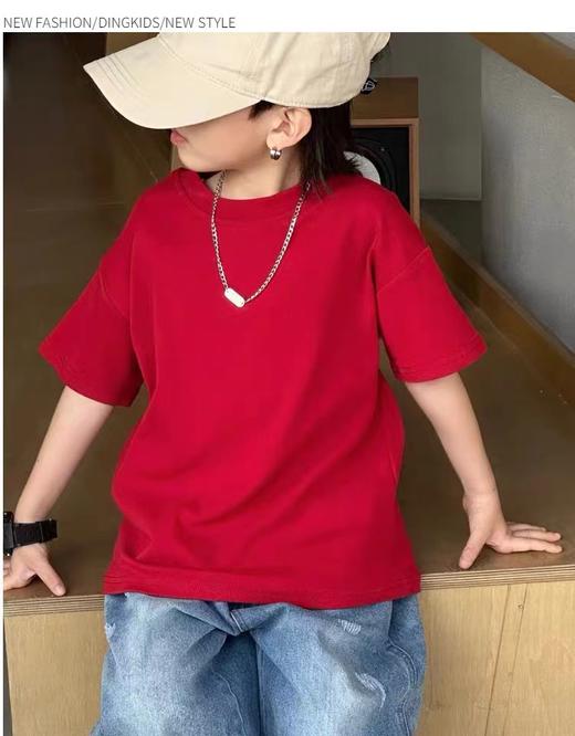 2件39.9元【童T】男童女童同款100%棉（纯色-红色）印花T恤2025-喜出 商品图1