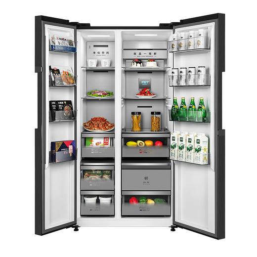 美的（Midea）603升对开门冰箱 微晶一周鲜19分钟急速净味高保湿风冷家用冰箱 BCD-603WKGPZM 深空蓝-星墨 商品图4