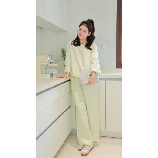 【抖音专属】套装（圆领小衫24708545酂白+阔腿裤24709615酂白） 商品图2