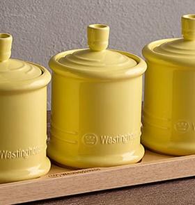 杞冠臻选 | 西屋Westinghouse 陶瓷调味罐 调料瓶赠木勺 麦芒黄色 280ml*1个或3个一组 百年品牌