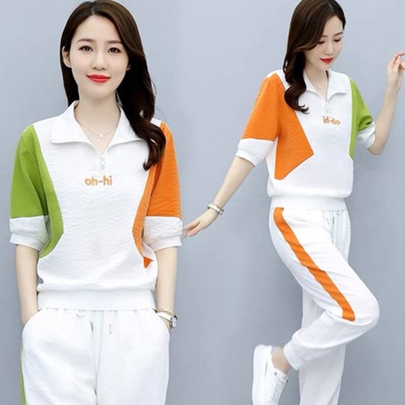 ALBB-休闲运动套装女2024年夏季新款韩版时尚洋气显瘦气质两件套潮