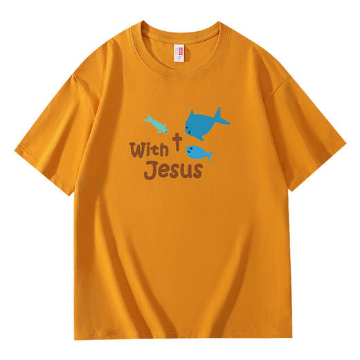 溪水边原创设计十字花纯棉T恤220克宽松款 商品图4