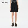 SELFWHO黑色醋酸短裤女夏季2024新款吸湿透气收腰显瘦设计感裤子 商品缩略图0