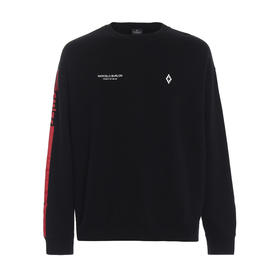 MARCELO BURLON 男士红翅膀徽标印花棉质长袖卫衣 黑色 CMBA047E185060151020