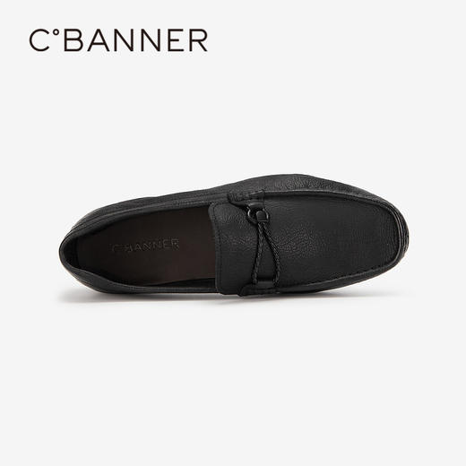 千百度男鞋一脚蹬休闲皮鞋春夏男士乐福鞋豆豆鞋棕色皮鞋A24163838 商品图2