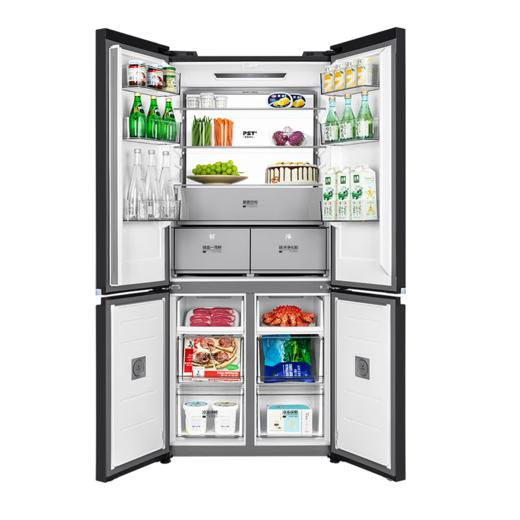 美的60cm薄微晶系列冰箱527钻影灰口感保鲜净味无缝全嵌十字四开门超薄大容量一级变频家用智能 灰色 商品图4