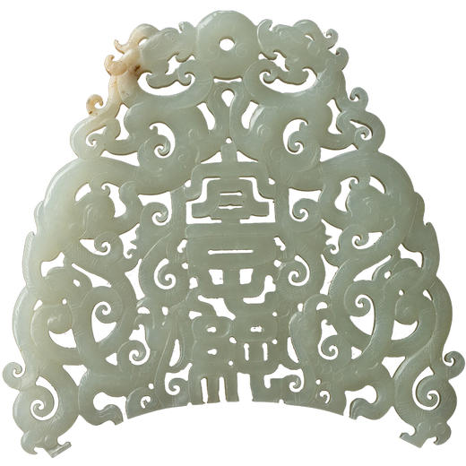 清 玉雕螭龙纹宜子孙佩 商品图5