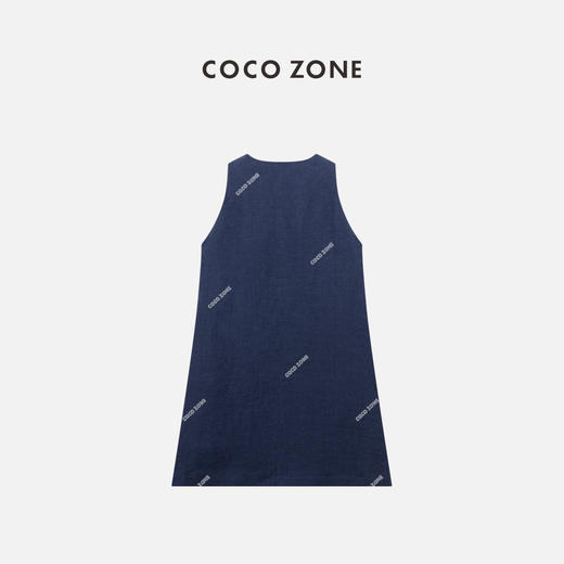 COCO ZONE"安东尼"夏季半开纽扣无袖连衣裙纯色圆领A字裙CC1B0877 商品图1