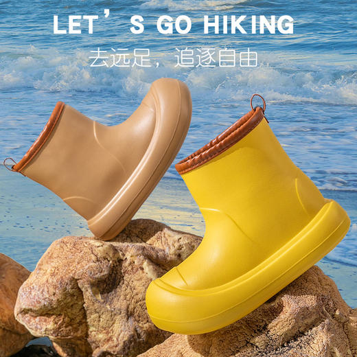 【追逐自由，糖果色儿童雨鞋】亲子系列儿童雨鞋，轻盈不闷穿着无负担舒适每一步，新款轻便防滑外穿可爱中小童亲子软底中筒雨靴QQ 商品图2