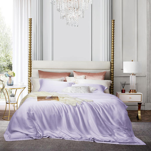 利路米百支纯色奥地利兰精天丝面料四件套 粉紫 商品图0