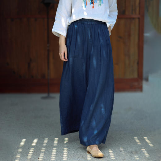 绽放196+197朵/白月光宽松高级感100支纯苎麻双层白色飘逸仙女阔腿裤 商品图1