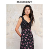 MAXRIENY黑底粉花飞飞袖吊带连衣裙(货号:MC88DR548) 商品缩略图1