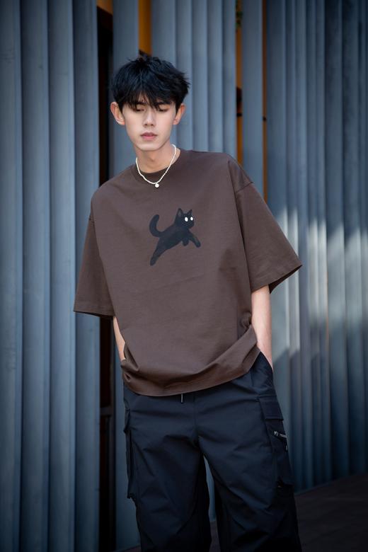 S415812043小猫主题印花短袖T恤 商品图9