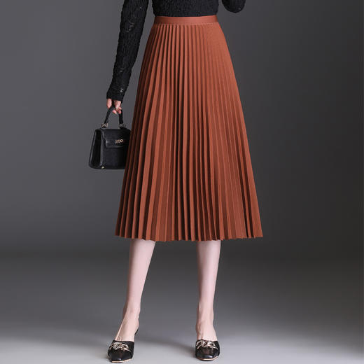 百褶半身裙2025春夏季新款韩版简约修身银丝a字裙弹力甜美中长裙 商品图12