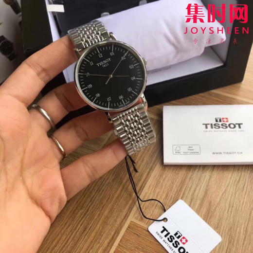 原单品质 Tissot,原厂  天梭款魅时T109系列，超薄简单大方，非常有英伦的帅气。蓝宝石玻璃，原装瑞士ETA机芯，～40mm表径，配全套包装。 商品图2