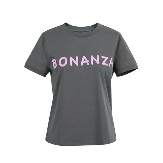 HeyDress幸运刺绣T恤女夏季圆领宽松时尚短袖百搭通勤感字母半袖 商品图4