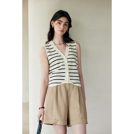 HeyDress挽边短裤女夏季高腰宽松慵懒感休闲裤直筒小个子阔腿裤子 商品图3