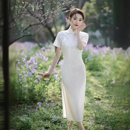 GSJ-915旗袍新中式长款优雅国风改良连衣裙 商品图3