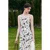HeyDress黑白印花吊带裙女夏季法式复古收腰浪漫剪影碎花连衣裙子 商品缩略图2