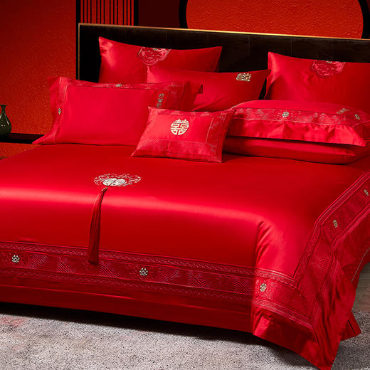 【云粉节】10楼 安睡宝 全棉绣花婚庆六件套-心心相印 吊牌价6999~7999元 活动价2699~2899元 商品图2