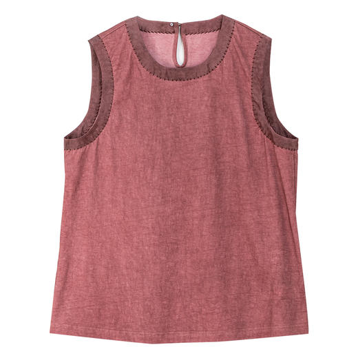 牧衣游原创汉麻棉炒色无袖背心女夏新款舒适百搭休闲无袖T恤 前茶 商品图4