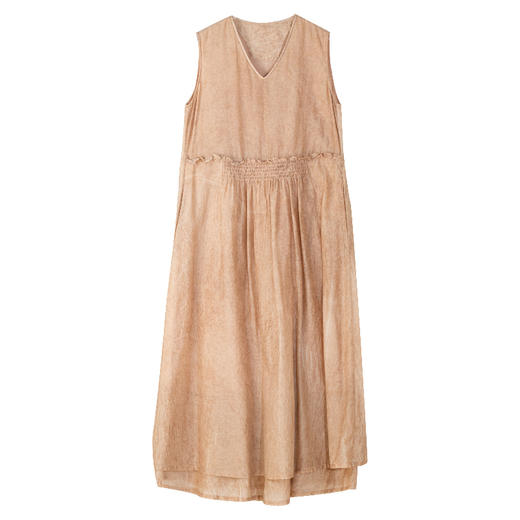 牧衣游原创 炒色丝棉无袖连衣裙女夏层次感显瘦气质宽松长裙 云净 商品图4