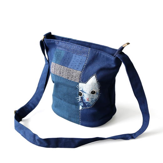 拼布刺绣小猫纯棉手工布包 商品图4