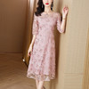 AHM-1962喜婆婆婚宴装粉色礼服裙夏季新款重工网纱提花连衣裙 商品缩略图2