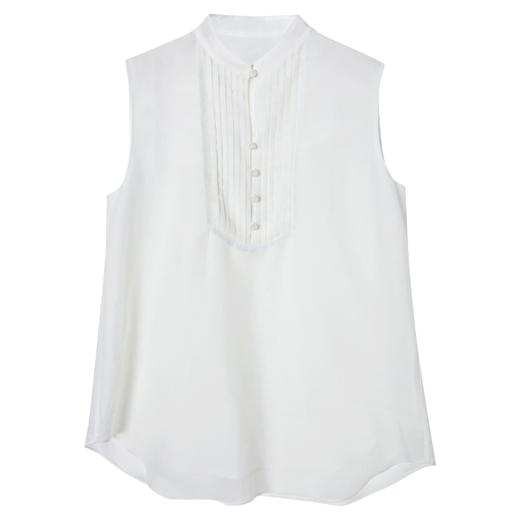 西嘉C+IMPRESS/西嘉冷萃新中式立领塔克褶桑蚕丝醋酸无袖背心马甲女夏MJ2402016 商品图4