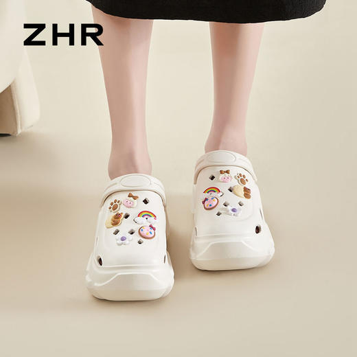 优选丨ZHR则则可爱彩虹熊洞洞鞋女新款ins舒适厚底两穿卡通凉鞋 商品图7