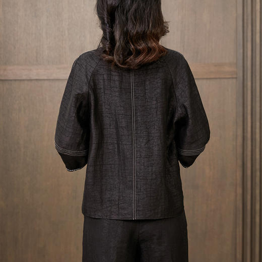 ASE春夏新款香云纱套装女年轻款两件套品牌宽松妈妈装大码真丝阔腿裤 商品图3