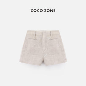 COCO ZONE2024复古风腰头撞色短裤暗扣前幅贴袋裤子24C10182