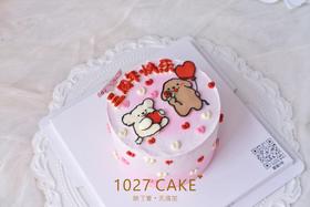 1027CAKE |  手绘蛋糕  线条小狗
