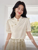【专属特价】熙世界夏季新中式提花雪纺衬衫短袖国风盘扣立领改良版旗袍上衣 商品缩略图1