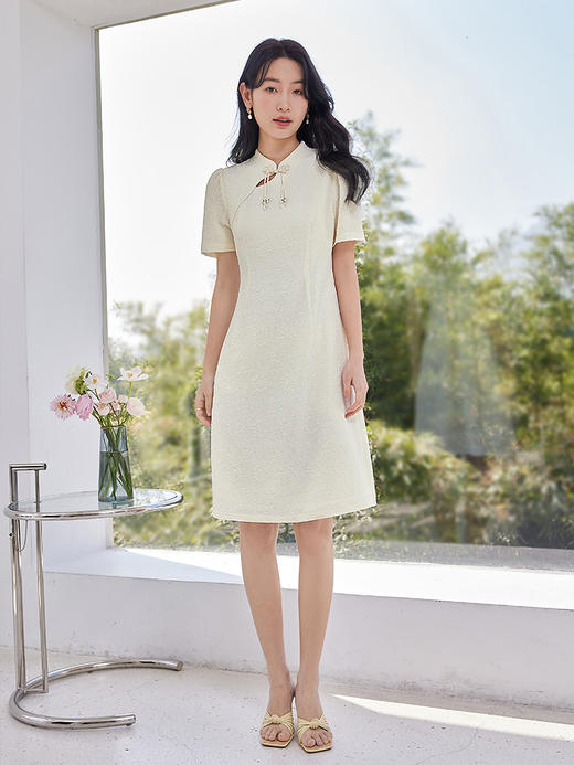 【专属特价】熙世界2025夏新款女士温婉气质新中式国风提花改良版旗袍连衣裙 商品图4