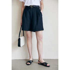 HeyDress挽边短裤女夏季高腰宽松慵懒感休闲裤直筒小个子阔腿裤子