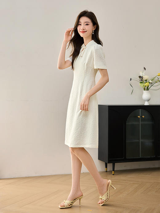 【专属特价】熙世界2025夏新款女士温婉气质新中式国风提花改良版旗袍连衣裙 商品图2