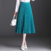 百褶半身裙2025春夏季新款韩版简约修身银丝a字裙弹力甜美中长裙 商品缩略图2