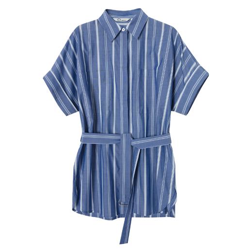 西嘉C+IMPRESS/西嘉法式气质通勤风铜氨竖条纹腰带衬衫女夏轻奢优雅CS2402013 商品图4