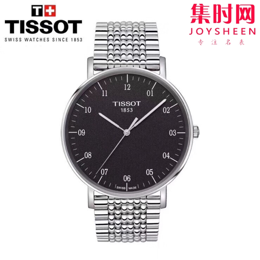 原单品质 Tissot,原厂  天梭款魅时T109系列，超薄简单大方，非常有英伦的帅气。蓝宝石玻璃，原装瑞士ETA机芯，～40mm表径，配全套包装。