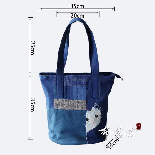 拼布刺绣小猫纯棉手工布包 商品图1
